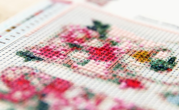 Detal haftu krzyżykowego w zbliżeniu